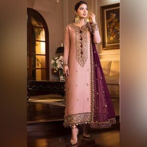 Pakistani indian wedding dresses salwaar kameez, Blush Pink and Purple Size M